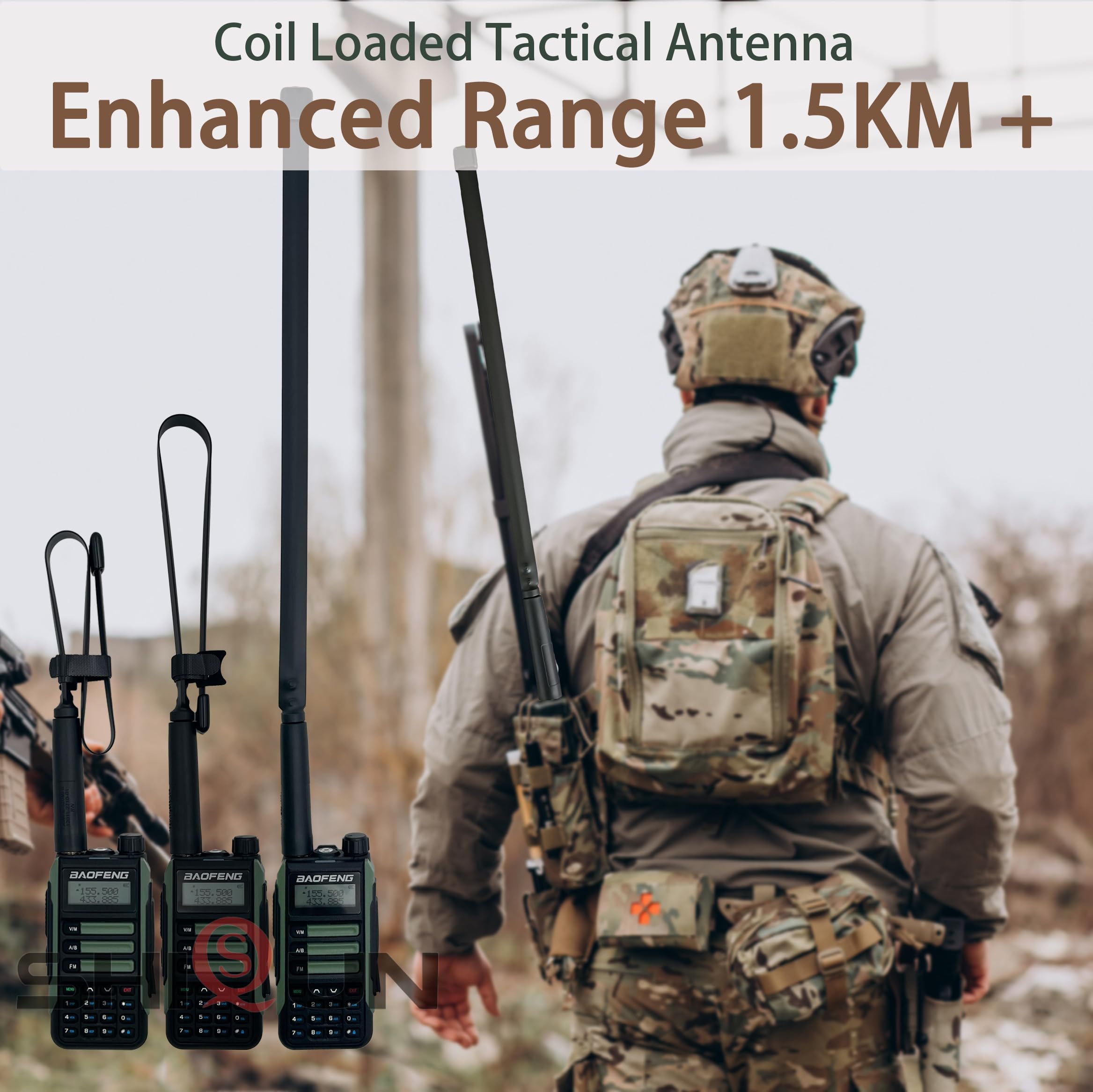 BAOFENG UV-16R Walkie Talkie USB-C 10W with Programming Cable 18.89in Tactical Antenna Waterproof Two Way Radio Long Range Dual Band Professional Handheld Radio Type-c Olive Green