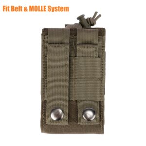 Dotacty Adjustable Radio Pouch MOLLE Radio Holder for Tactical Duty Belt Two Ways Radio Holster Walkie Talkies Case Mag Carrier 5.56mm 7.62mm Magazine Nylon Carry Bag for Police Security Rescue RG