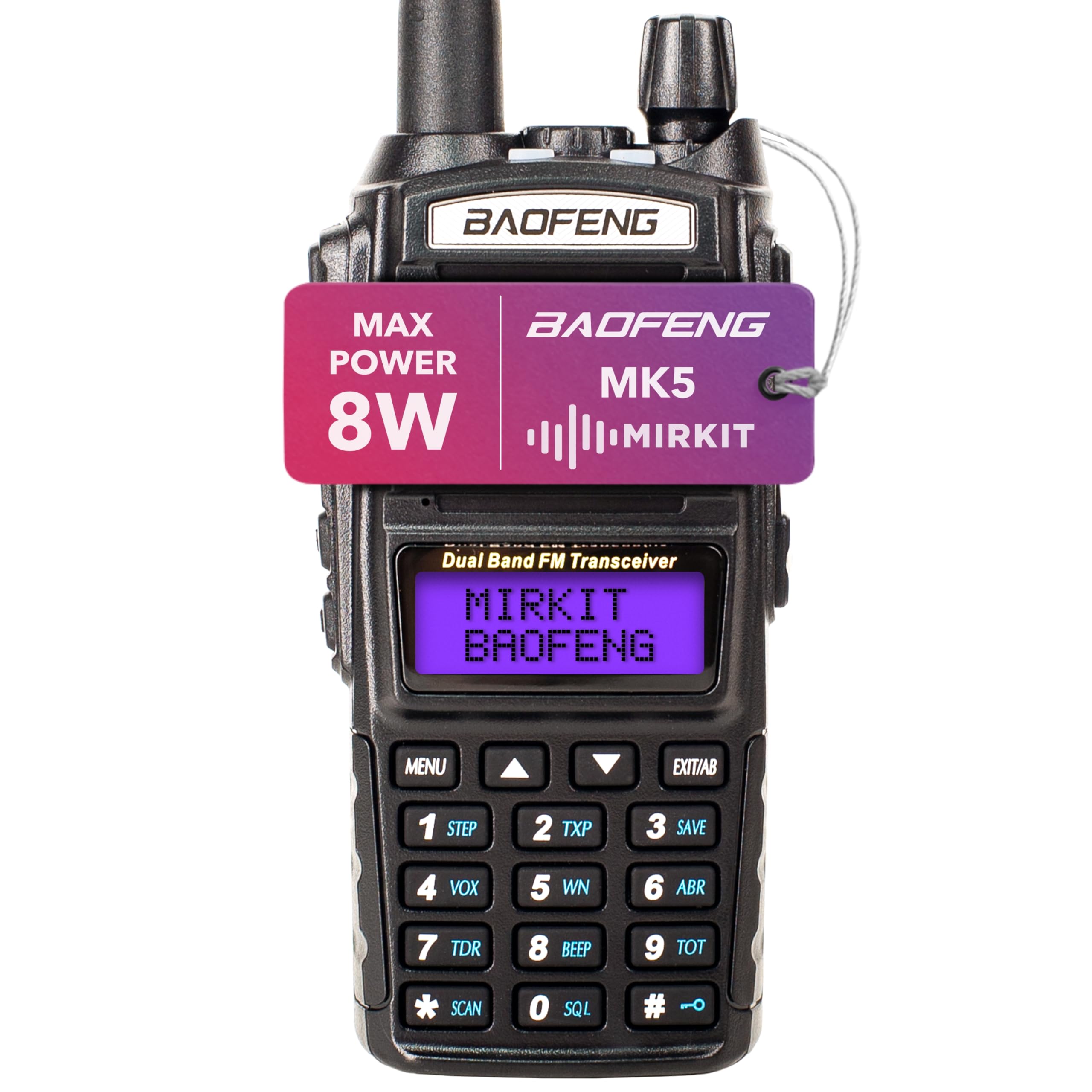 Mirkit Baofeng UV-82 MK5 8W Max Power 2024 Ham Radio VHF/UHF 144-148/420-450 mhz Two Way Radio with Baofeng Battery 2800 mAh - Tactical Radio & Mirkit Software for Walkie Talkies