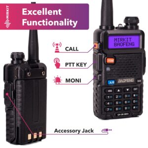 BAOFENG UV-5R MK4 MIRKIT 8W Max Power 2024 Ham Radio VHF/UHF 144-148/420-450 mhz Two Way Radio with 1800 mAh Baofeng Battery, Mirkit Lanyard Ham Radio & Software for walkie talkie