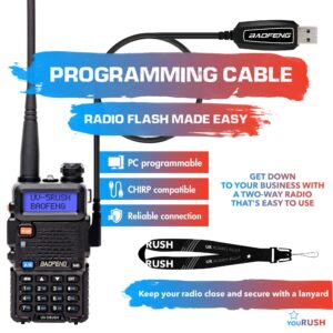 youRUSH UV5R 2 Way Radio Dual Band UHF/VHF Radio - Advanced BAOFENG UV-5R 8W Extended Battery 2800mAh & BAOFENG USB Programming Cable, Radio Scanner BAOFENG Walkie Talkie for Adults Long Range