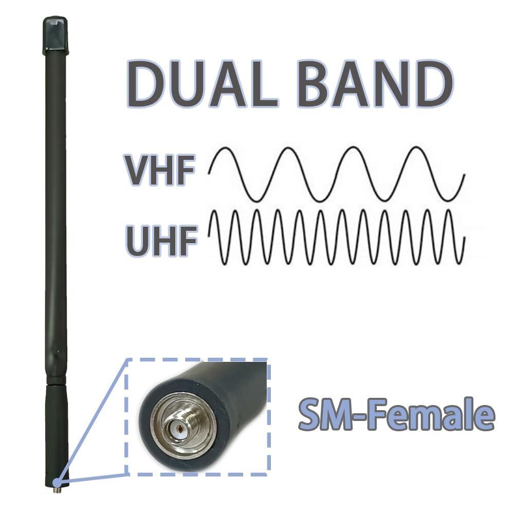 2 Packs BAOFENG UV-5R Folding Tactical Antenna for GMRS Two way Radio 48cm/18.8inch Dual Band VHF UHF SMA-Female Long Range Portable Compatible with BF-F8HP UV-82HP DM-1701(2packs)