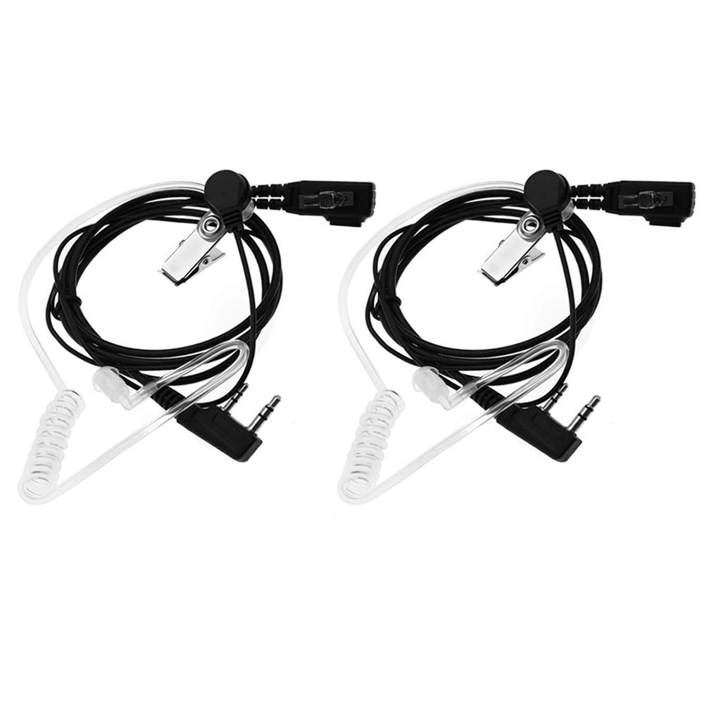 BAOFENG 2 Pin PTT Mic Covert Acoustic Tube Earpiece Headset for Kenwood PUXING UV-5R UV-5RA 888S 2 Way Radio(2 Pack)