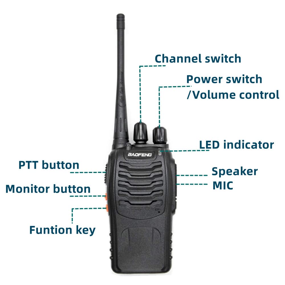 BAOFENG BF-888S Radio Handheld Two Way Radio UHF Portable Walkie Talkies for Adults, Hiking Biking Camping (2 Pack)