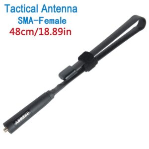 ABBREE Tactical Antenna SMA-Female Dual Band 144/430Mhz Foldable Compatible with Coaxial Cable Compatible with UV-5R UV-82HP BF-F8HP GT-3TP Ham Two Way Radio (18.8 Inch)