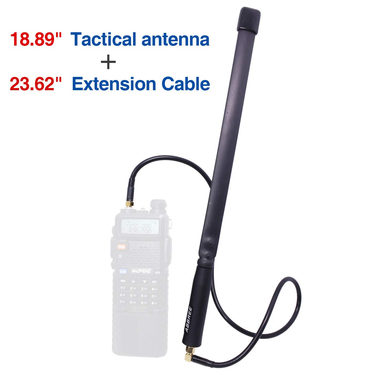 ABBREE Tactical Antenna SMA-Female Dual Band 144/430Mhz Foldable Compatible with Coaxial Cable Compatible with UV-5R UV-82HP BF-F8HP GT-3TP Ham Two Way Radio (18.8 Inch)