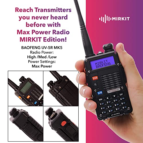 Mirkit 2X Baofeng UV-5R MK5 8W Max Power 2024 Ham Radio VHF/UHF 144-148/420-450 mhz with Lanyard for Radio - 1800mAh Li-ion Baofeng Battery and FTDI Programming Cable Compatible for Walkie Talkie