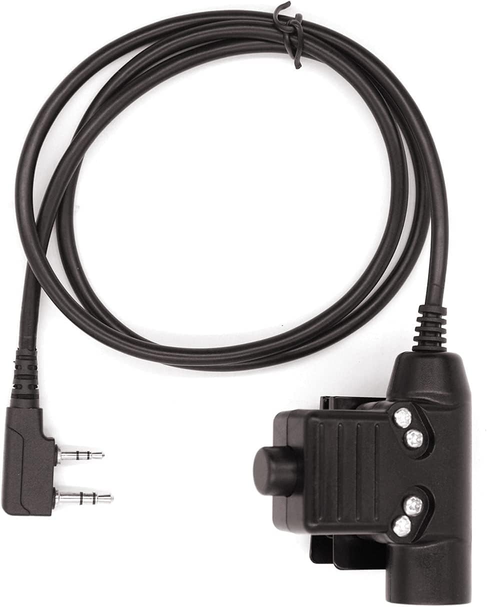 WODASEN Military U94 PTT Adapter Tactical Headset Push to Talk Connector 7.1mm TP-120 to 2 Pin Walkie Talkie for Baofeng UV-5R UV-82 UV-82hp BF-888s AR-152 Archsell AR-5 Kenwood Radio NATO-US Wiring