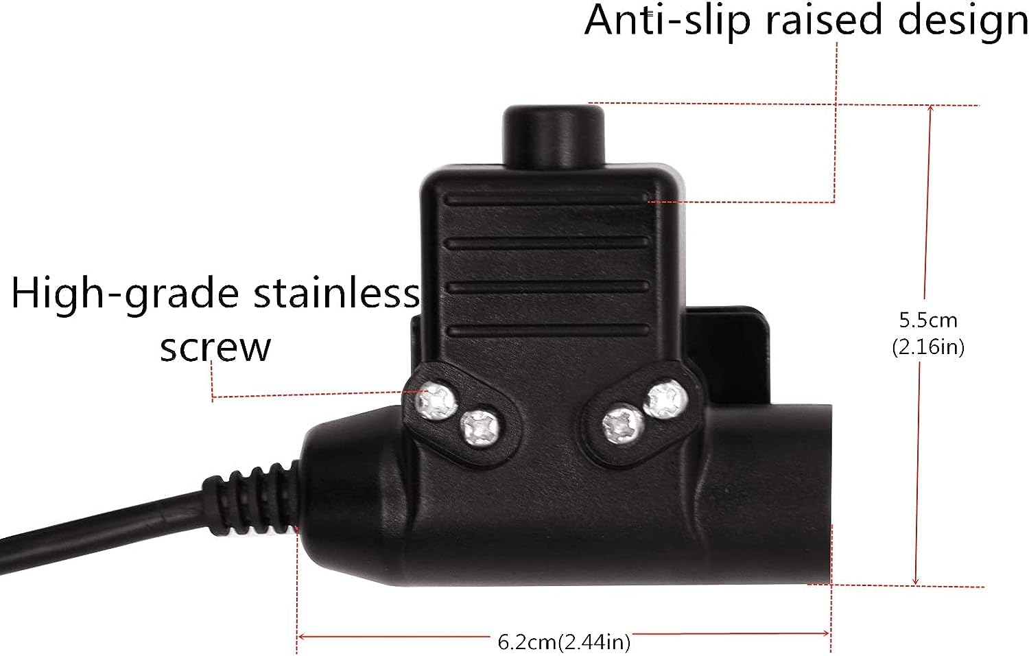 WODASEN Military U94 PTT Adapter Tactical Headset Push to Talk Connector 7.1mm TP-120 to 2 Pin Walkie Talkie for Baofeng UV-5R UV-82 UV-82hp BF-888s AR-152 Archsell AR-5 Kenwood Radio NATO-US Wiring