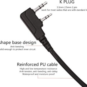 WODASEN Military U94 PTT Adapter Tactical Headset Push to Talk Connector 7.1mm TP-120 to 2 Pin Walkie Talkie for Baofeng UV-5R UV-82 UV-82hp BF-888s AR-152 Archsell AR-5 Kenwood Radio NATO-US Wiring