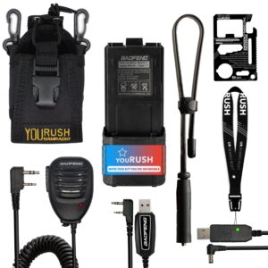 youRUSH Baofeng accessories Set Baofeng UV-5R Battery 3800mAh, USB Charging Cable, Baofeng Antenna, Baofeng Programming Cable, Radio Pouch, Speaker Mic compatible Baofeng UV5R BF-F8HP UV-5X3