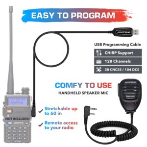 youRUSH Baofeng accessories Set Baofeng UV-5R Battery 3800mAh, USB Charging Cable, Baofeng Antenna, Baofeng Programming Cable, Radio Pouch, Speaker Mic compatible Baofeng UV5R BF-F8HP UV-5X3