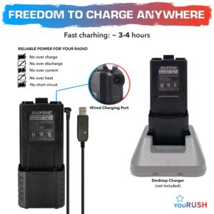 youRUSH Baofeng accessories Set Baofeng UV-5R Battery 3800mAh, USB Charging Cable, Baofeng Antenna, Baofeng Programming Cable, Radio Pouch, Speaker Mic compatible Baofeng UV5R BF-F8HP UV-5X3