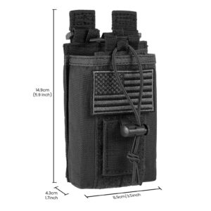 FRTKK Tactical Radio Holder Radio Holster Molle Radio Pouch Universal Radio Case Military Heavy Duty Radio Bag for Police Firefighter Two Ways Walkie Talkies Vest (Black)