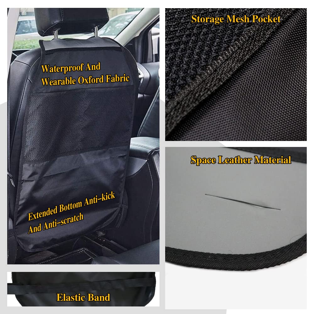 deemars Car Kick Mats for Kids, Kick Mats with Organizer, Kick Mats Back Seat Protector, Vehicle Back Seat Kids Safety Accessories Universal for Car, SUV, Minivan or Truck Seats