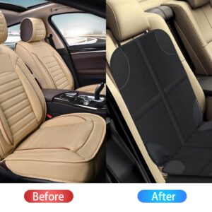 BESULEN Car Seat Protector for Child Car Seat, Anti-Slipt Auto Seat Cover Mat with Thickest Padding with Organizer Pockets for Under Baby Seat, Vehicle Accessories for Most Cars (Black Line)