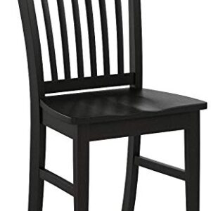 East West Furniture Norfolk Dining Slat Back Wood Seat Kitchen Chairs, Set of 2, Black