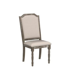 Roundhill Furniture Ferran Wood Pedestal Dining Chair, Reclaimed Gray Set of 2