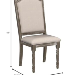 Roundhill Furniture Ferran Wood Pedestal Dining Chair, Reclaimed Gray Set of 2