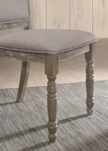 Roundhill Furniture Ferran Wood Pedestal Dining Chair, Reclaimed Gray Set of 2