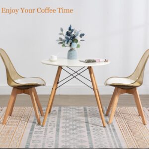 ANOUR Dining Chairs Set of 4, Modern Kitchen Clear Acrylic Accent Dinner Chairs with PU Leather Cushions Seat and Solid Beech Legs, Suitable for Living Room and Bedroom