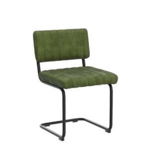 ONEVOG Green Velvet Dining Chairs Set of 2, Upholstered kitchen Dining Room Chair, Comfy Green Chair with Black Metal Legs, Cantilevered Design Chair for Bedroom, Living Room