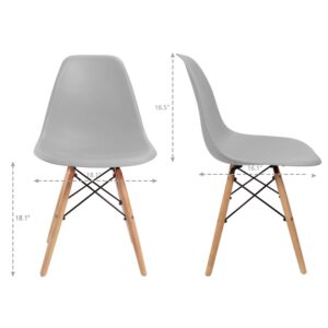 iLCE I LOVE FACE Set of 6 Dining Chair- Mid Century Modern Shell Chair with Dowel Wood Legs,for Dining Room, Kitchen, Bedroom, Lounge (6Grey)…