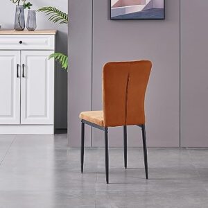 FENZARD Set of 4 Living Room Chairs Dining Chairs with Velvet, High Back, Metal Frame and Modern Lattice Design for Living Room, Dining Room,Orange