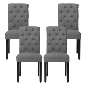 nobpeint fabric dining chairs with wood legs, set of 4 (gray)