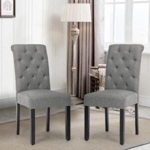 NOBPEINT Fabric Dining Chairs with Wood Legs, Set of 4 (Gray)