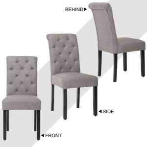 NOBPEINT Fabric Dining Chairs with Wood Legs, Set of 4 (Gray)