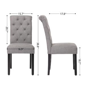 NOBPEINT Fabric Dining Chairs with Wood Legs, Set of 4 (Gray)