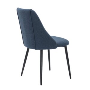 DAGONHIL Modern Dining Chairs for Kitchen,Linen-Cotton Upholstered Dining Chair Set of 2 with Black Metal Leg (Blue)