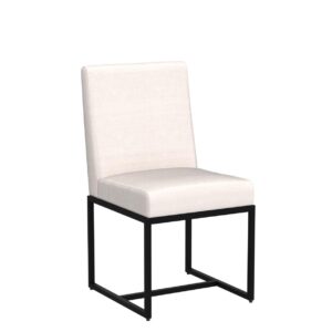 HNY Kitchen & Dining Room Chairs Set of 2, Linen Fabric Mid Century Modern Dining Chairs, Upholstered Dining Chairs with Black Finish Metal Frame, Cream, 2 PC