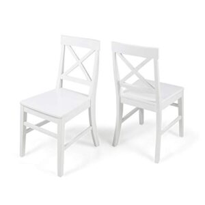 christopher knight home roshan farmhouse acacia wood dining chairs, white