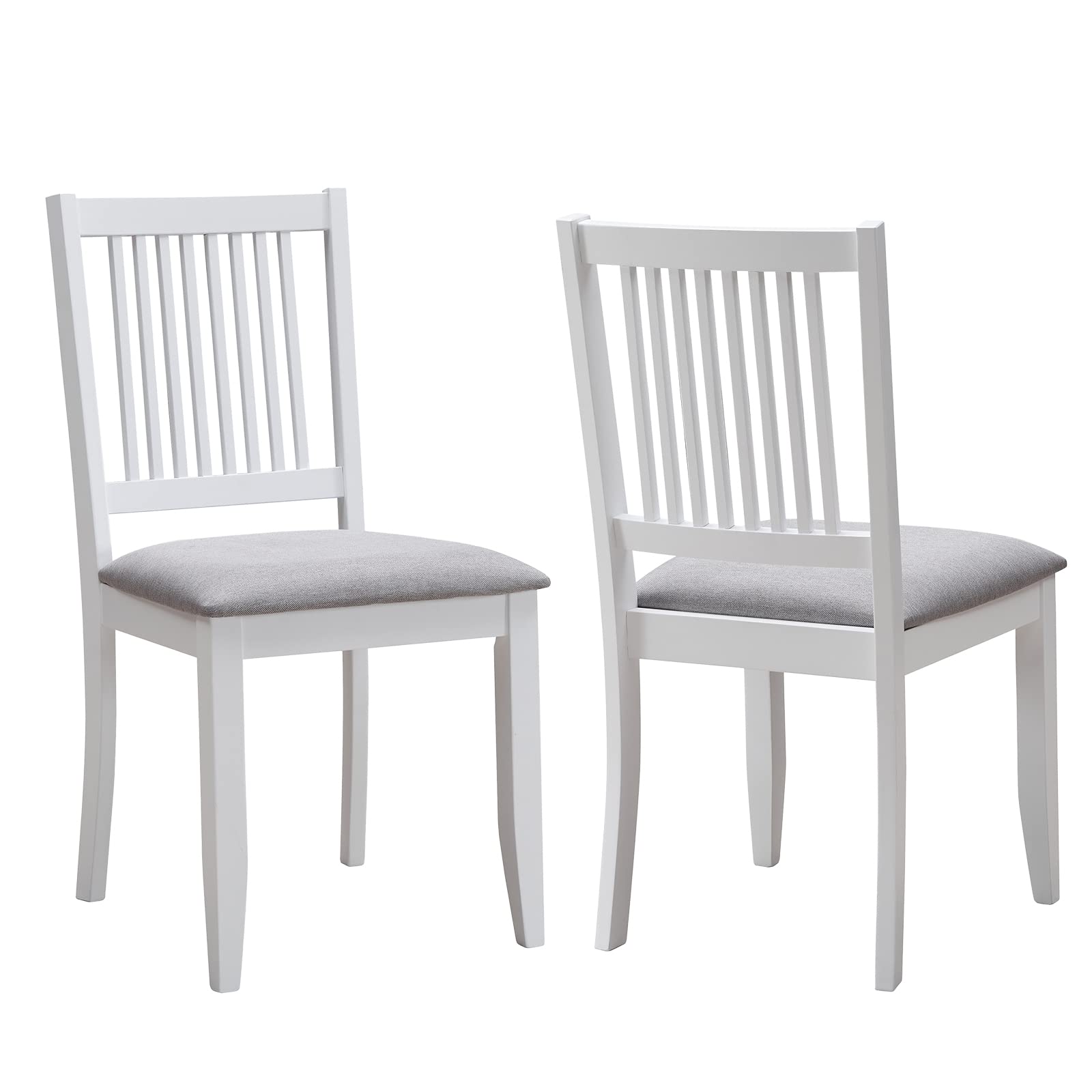 DUHOME Wooden Dining Chairs Set of 2, Farmhouse Kitchen Chairs with Backrest Dining Room Chairs Upholstered Seat Side Chairs for Living Room, White