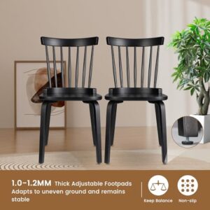 Unovivy Wood Dining Chairs Set of 4, Farmhouse Spindle Back, Widen Seat, Modern Mid-Century Country Style, for Living Room Restaurant, Black