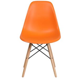 Flash Furniture Elon Series Orange Plastic Chair with Wooden Legs