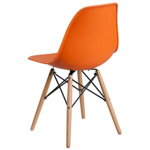 Flash Furniture Elon Series Orange Plastic Chair with Wooden Legs