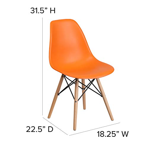 Flash Furniture Elon Series Orange Plastic Chair with Wooden Legs