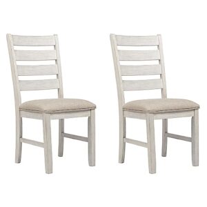 signature design by ashley skempton modern farmhouse dining room chair, 2 count, whitewash