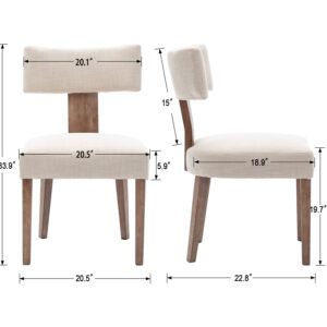 RIVOVA Mid Century Modern Dining Chairs Set of 6 Linen Fabric Upholstered Side Chairs, Modern Kitchen Armless Parson Chairs Solid Wood Dining Chairs, Beige