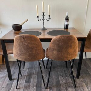 wOod-it Dining Chairs Set of 4, Washable PU Dinner Chair Mid Century Modern Lounge Side Seating with Faux Leather Upholstered Cushion and Metal Legs, Brown