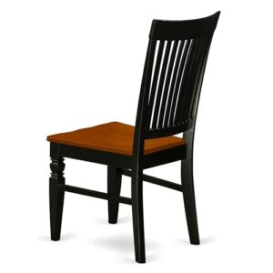 East West Furniture WEC-BCH-W Weston Dining Chairs - Slat Back Wooden Seat Chairs, Set of 2, Black & Cherry