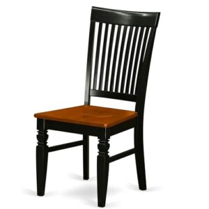 East West Furniture WEC-BCH-W Weston Dining Chairs - Slat Back Wooden Seat Chairs, Set of 2, Black & Cherry