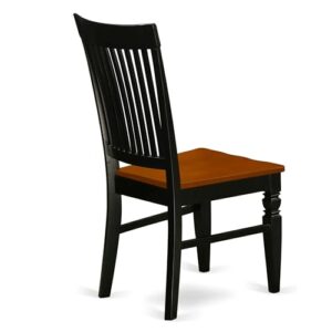 East West Furniture WEC-BCH-W Weston Dining Chairs - Slat Back Wooden Seat Chairs, Set of 2, Black & Cherry