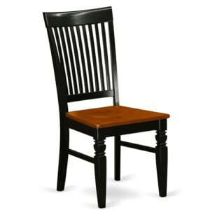 East West Furniture WEC-BCH-W Weston Dining Chairs - Slat Back Wooden Seat Chairs, Set of 2, Black & Cherry