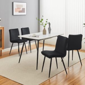 CLIPOP Modern Velvet Dining Chairs Set of 4, Mid Century Modern Dining Chair with Back, Upholstered Seat, Metal Leg, Armless Leisure Accent Chair, Vanity Chair for Living Room Lounge, Black