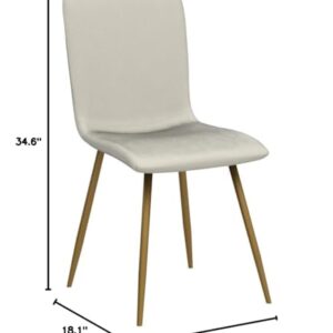 Dining Chairs Set of 4, Pre Assembled Chair Set Upholstered with Gold Legs Modern Fabric for Dining Room, Kitchen, 17.3 "W x 18.1 "D x 34.6 "H (Beige)