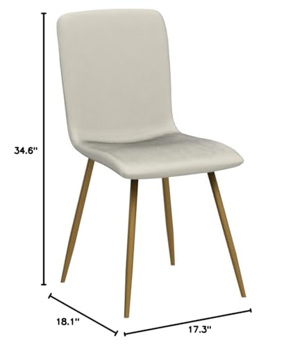 Dining Chairs Set of 4, Pre Assembled Chair Set Upholstered with Gold Legs Modern Fabric for Dining Room, Kitchen, 17.3 "W x 18.1 "D x 34.6 "H (Beige)